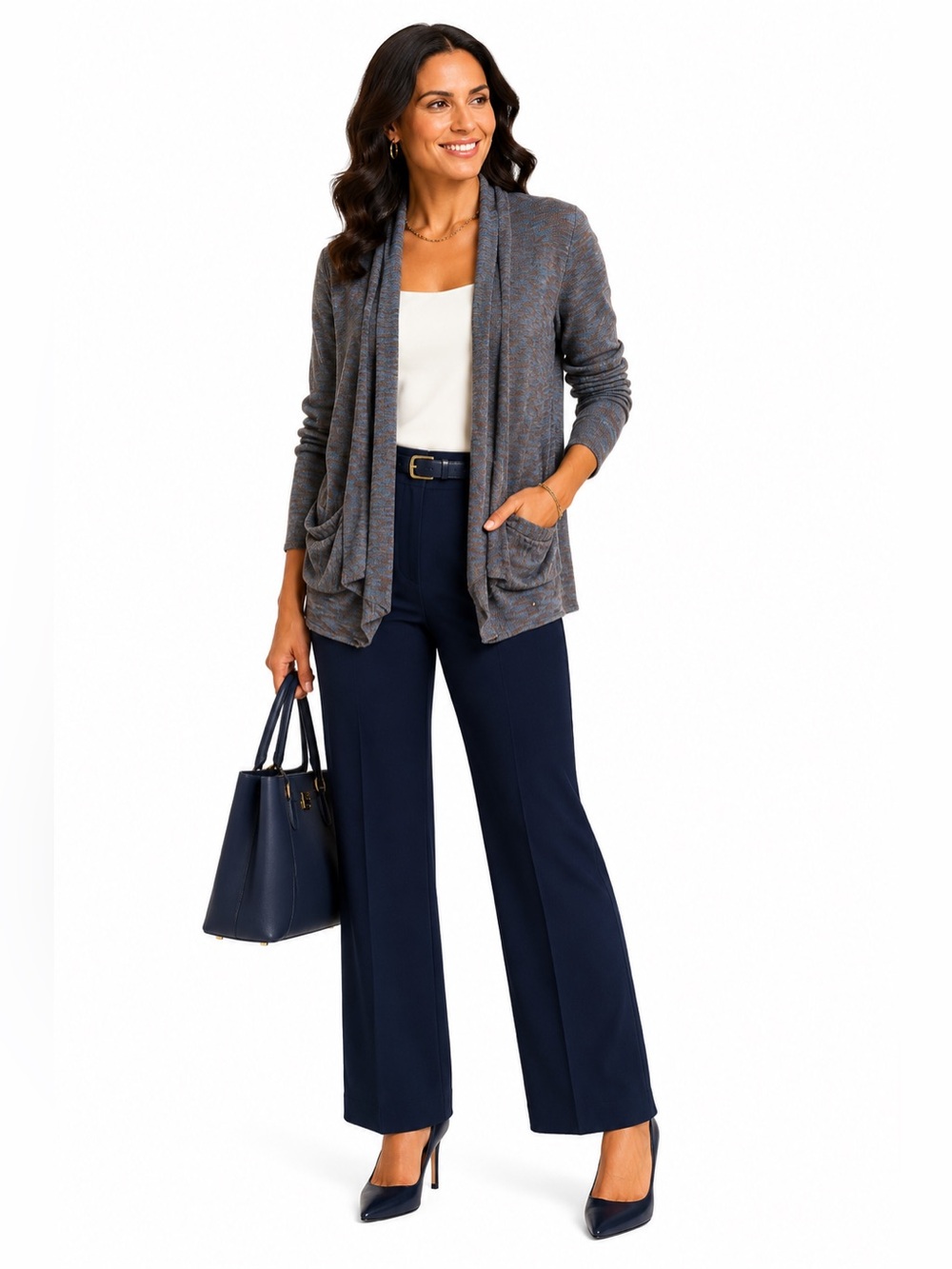 Fever Open-Front Heather Gray Cardigan CT